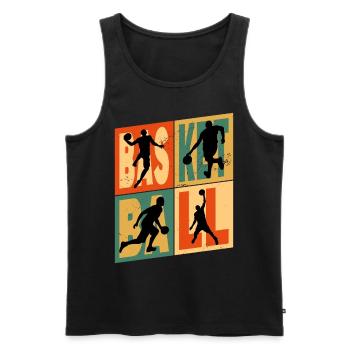 Basket-ball Basket-ball joueur Fan Vintage rétro - Débardeur bio Premium Homme - noir - Devant - AI Model Male 178 light (178cm)