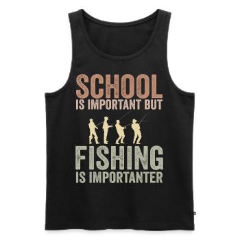 Schule ist wichtig, aber Angeln ist noch wichtiger - Männer Premium Bio Tank Top - Schwarz - Vorne - AI Model Male 178 light (178cm)