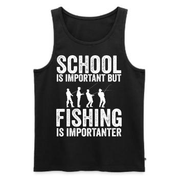 Schule ist wichtig, aber Angeln ist noch wichtiger - Männer Premium Bio Tank Top - Schwarz - Vorne - AI Model Male 178 light (178cm)
