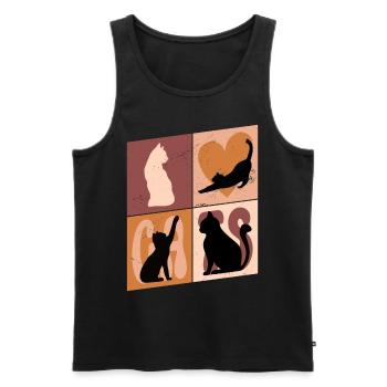Chat Chaton Chat Silhouette Coeur Art Coloré - Débardeur bio Premium Homme - noir - Devant - AI Model Male 178 light (178cm)