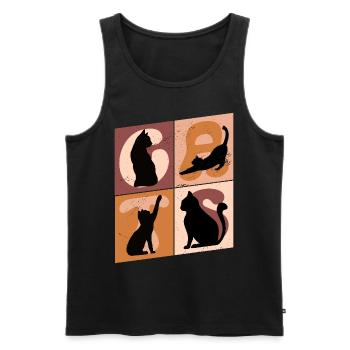 Chaton Chaton Chaton Kitty Silhouette Art - Débardeur bio Premium Homme - noir - Devant - AI Model Male 178 light (178cm)