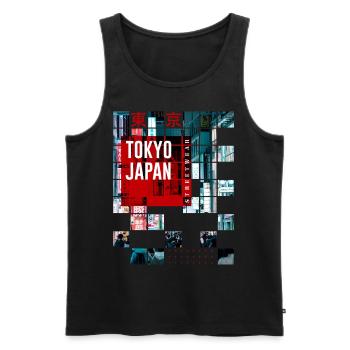 Tokyo, Japon, Asie, Horizon, Ville, Métropole, Moderne - Débardeur bio Premium Homme - noir - Devant - AI Model Male 178 light (178cm)