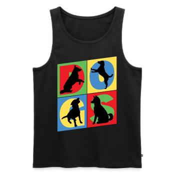 Silhouettes de chien Chiot Chien Coloré Vintage Rétro - Débardeur bio Premium Homme - noir - Devant - Michal (187cm)