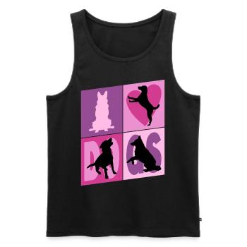 Chiens J’Aime Chiens Silhouettes Doggy Vintage - Débardeur bio Premium Homme - noir - Devant - Michal (187cm)