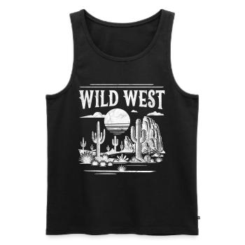 Wild West - Men's Premium Organic Tank Top - black - Front - AI Model Male 178 light (178cm)