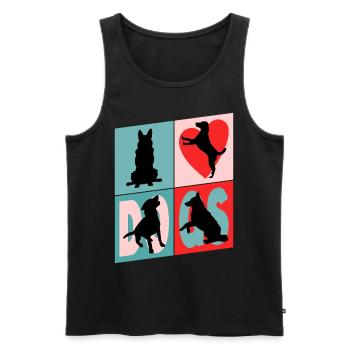 Chiens J’aime Chiens Silhouettes Chien Maman Chien Papa - Débardeur bio Premium Homme - noir - Devant - Michal (187cm)
