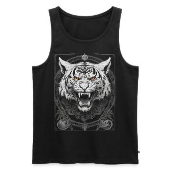 TIGER TRIBAL GOTHIC TATTOO TATTOO NATURE METAL - Men's Premium Organic Tank Top - black - Front - AI Model Male 178 light (178cm)