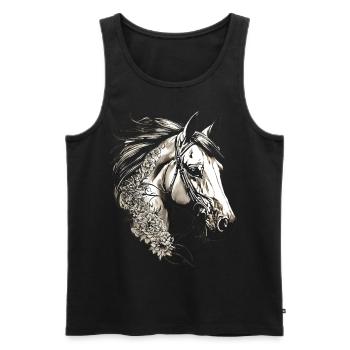 HORSE HORSES VINTAGE FLOWER🌼 🐴🌸🌈🐎🏇 - Men's Premium Organic Tank Top - black - Front - AI Model Male 178 light (178cm)