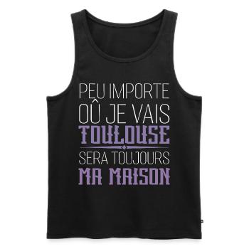 toulouse chez moi cadeau homme femme Toulouse - Débardeur bio Premium Homme - noir - Devant - AI Model Male 178 light (178cm)