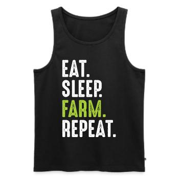 Eat Sleep Farm Wiederholung Lustig - Männer Premium Bio Tank Top - Schwarz - Vorne - Michal (187cm)
