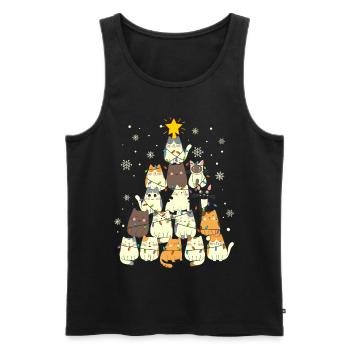 Cute Cats Christmas Tree Funny - Men's Premium Organic Tank Top - black - Front - AI Model Male 178 light (178cm)