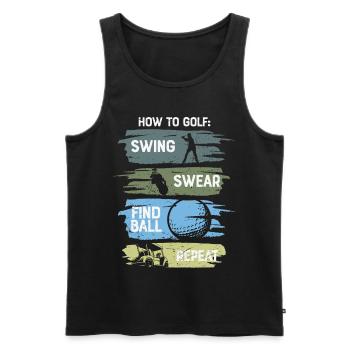 How To Golf Funny - Men's Premium Organic Tank Top - black - Front - AI Model Male 178 light (178cm)