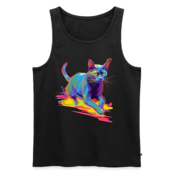 Colorful Cat Neon - Men's Premium Organic Tank Top - black - Front - AI Model Male 178 light (178cm)