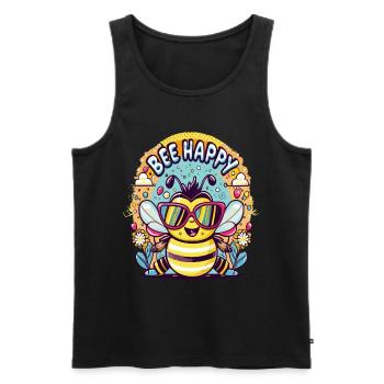 Abeille heureuse, Bee Happy - Men's Premium Organic Tank Top - black - Front - AI Model Male 178 light (178cm)