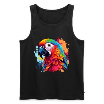Bunter Papagei Farbkleckse - Männer Premium Bio Tank Top - Schwarz - Vorne - Michal (187cm)