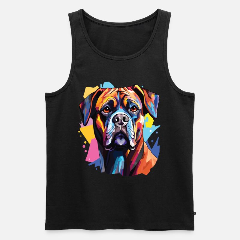 Boxerhund Pop Art - Männer Premium Bio Tank Top - Schwarz