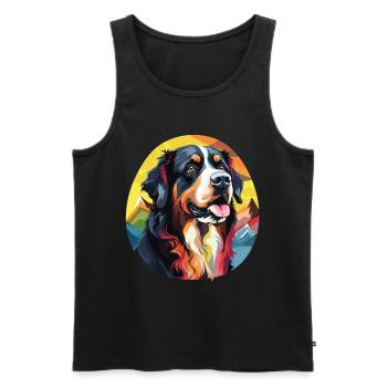 Bernese Mountain Dog pop art - Men's Premium Organic Tank Top - black - Front - Michal (187cm)