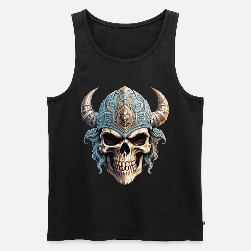 Wikinger-Schädel - Männer Premium Bio Tank Top - Schwarz
