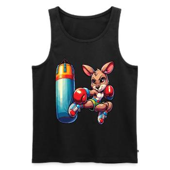 A cute manga-style boxing kangaroo - Men's Premium Organic Tank Top - black - Front - AI Model Male 178 light (178cm)