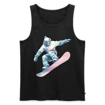 Snowboarder mit Pastellfarben - Männer Premium Bio Tank Top - Schwarz - Vorne - AI Model Male 178 light (178cm)