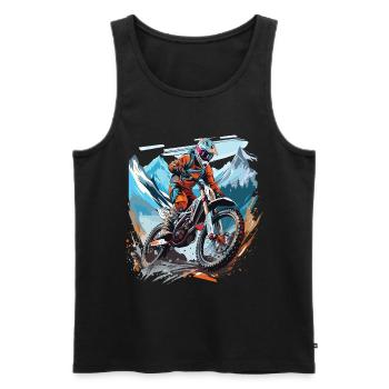Motocross avec un décor de montagnes - Débardeur bio Premium Homme - noir - Devant - Michal (187cm)