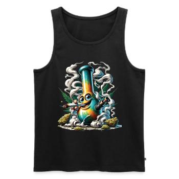 A bong smoking a cannabis joint - Men's Premium Organic Tank Top - black - Front - AI Model Male 178 light (178cm)