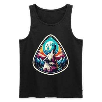A wolf howling under the full moon - Men's Premium Organic Tank Top - black - Front - Michal (187cm)