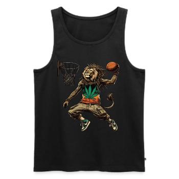 A Rasta lion dunking basketball - Men's Premium Organic Tank Top - black - Front - AI Model Male 178 light (178cm)
