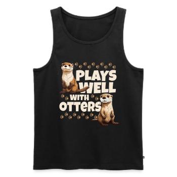 Spielt gut mit Ottern Niedliches Tier - Männer Premium Bio Tank Top - Schwarz - Vorne - Michal (187cm)