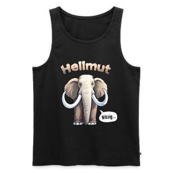 Elefant Weißes Helles Mammut Hellmut Helmut - Männer Premium Bio Tank Top - Schwarz - Vorne - Michal (187cm)