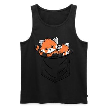 Panda Rouge Amateur d’animaux Petit Panda Ours Rouge - Débardeur bio Premium Homme - noir - Devant - AI Model Male 178 light (178cm)