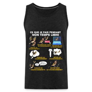 Oiseau, Chardonneret, idée cadeau passion animaux - Débardeur bio Premium Homme - charbon - Devant - Alexander (188cm)
