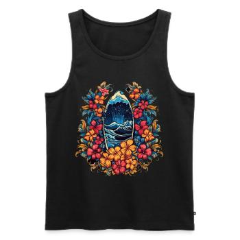 Surf Vibes: Vintage Retro Surfing Illustration - Men's Premium Organic Tank Top - black - Front - AI Model Male 178 light (178cm)