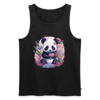 Fleurs de panda - Débardeur bio Premium Homme - noir - Devant - Michal (187cm)