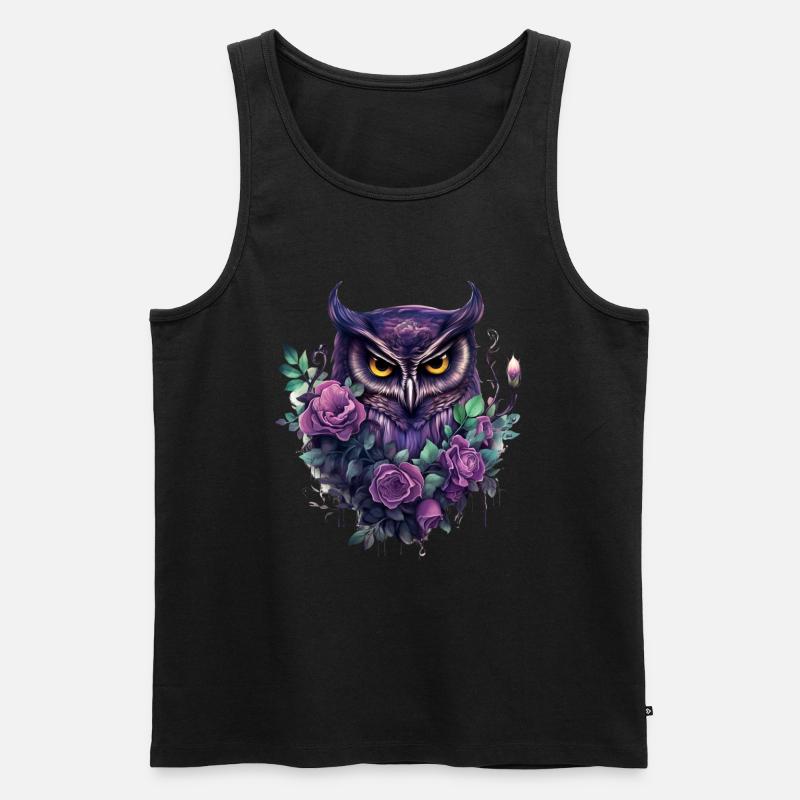 Eule - Männer Premium Bio Tank Top - Schwarz