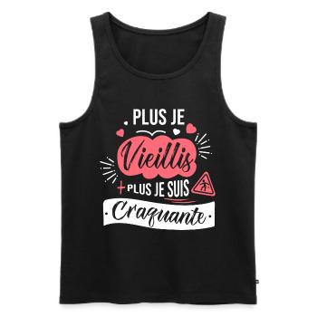 plus je vieillis plus craquante drôle anniversaire - Débardeur bio Premium Homme - noir - Devant - Michal (187cm)