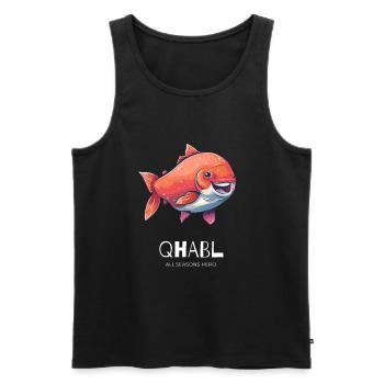 Funny outfit for fisherman, fish, nature - Men's Premium Organic Tank Top - black - Front - Michal (187cm)
