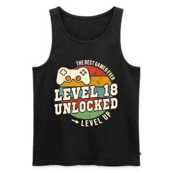 Level 18 unlocked - 18th anniversary - Men's Premium Organic Tank Top - black - Front - AI Model Male 178 light (178cm)
