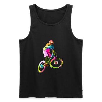 Colorful downhiller - Men's Premium Organic Tank Top - black - Front - AI Model Male 178 light (178cm)
