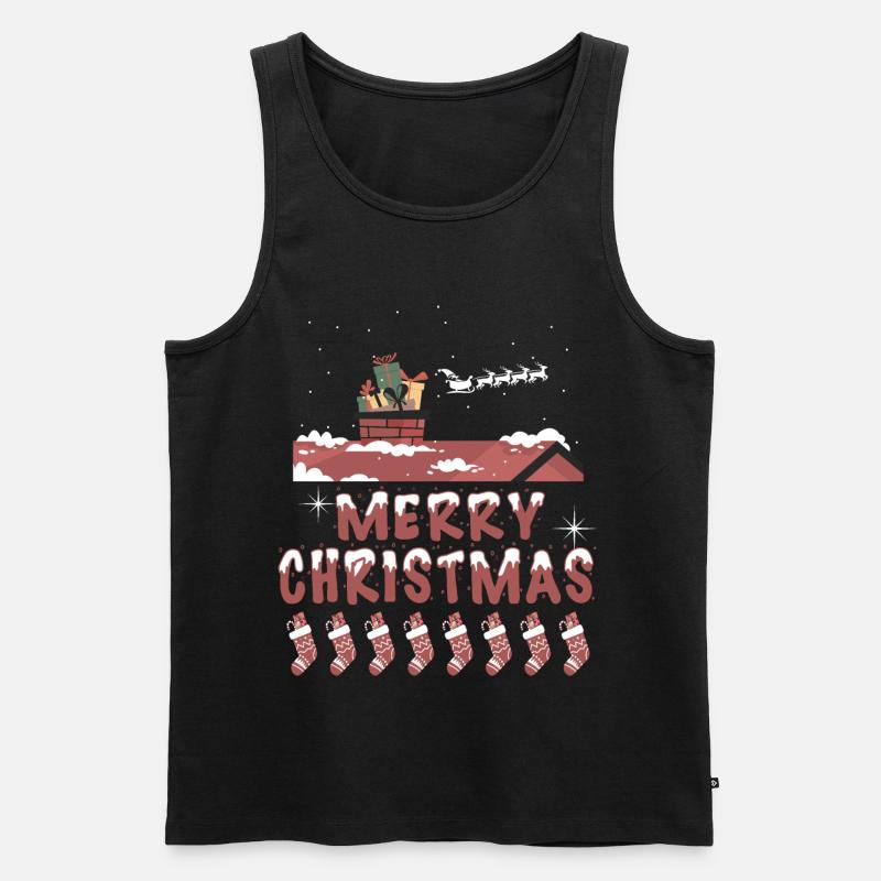 Frohes Fest zu Hause - Männer Premium Bio Tank Top - Schwarz