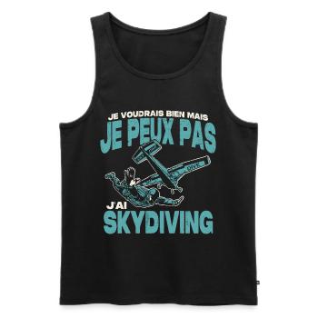 Je peux pas j'ai skydiving. - Débardeur bio Premium Homme - noir - Devant - AI Model Male 178 light (178cm)