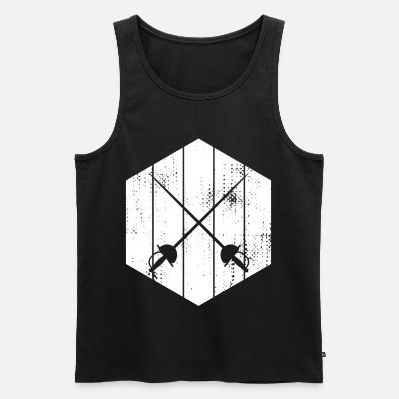 Fechter Schwerter Skizze - Männer Premium Bio Tank Top - Schwarz