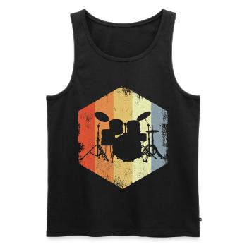 Vintage Drums Sketch - Men's Premium Organic Tank Top - black - Front - AI Model Male 178 light (178cm)
