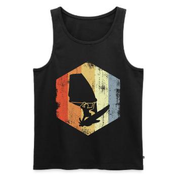 Windsurfer Zeichnung - Männer Premium Bio Tank Top - Schwarz - Vorne - AI Model Male 178 light (178cm)
