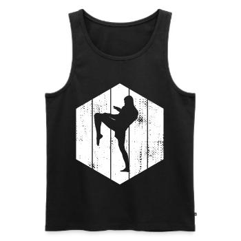 Kickboxer Drawing - Men's Premium Organic Tank Top - black - Front - Michal (187cm)