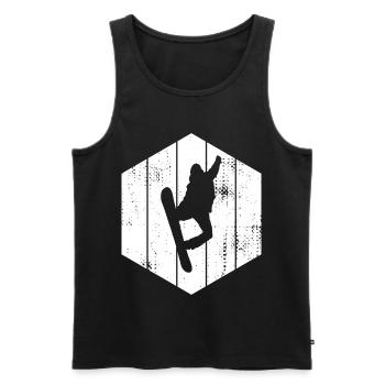 Snowboarder Drawing - Men's Premium Organic Tank Top - black - Front - AI Model Male 178 light (178cm)