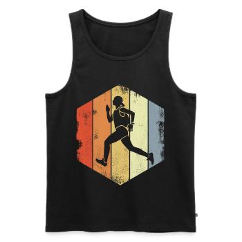 Vintage Läuferin - Männer Premium Bio Tank Top - Schwarz - Vorne - Michal (187cm)