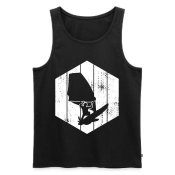 Funny windsurfer - Men's Premium Organic Tank Top - black - Front - AI Model Male 178 light (178cm)