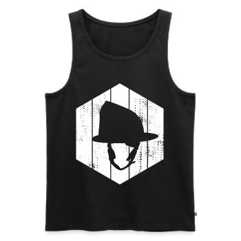 Firefighter Helmet Sketch - Men's Premium Organic Tank Top - black - Front - Michal (187cm)