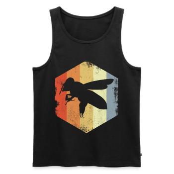 Dessin d’abeille mellifère Vintage - Débardeur bio Premium Homme - noir - Devant - AI Model Male 178 light (178cm)